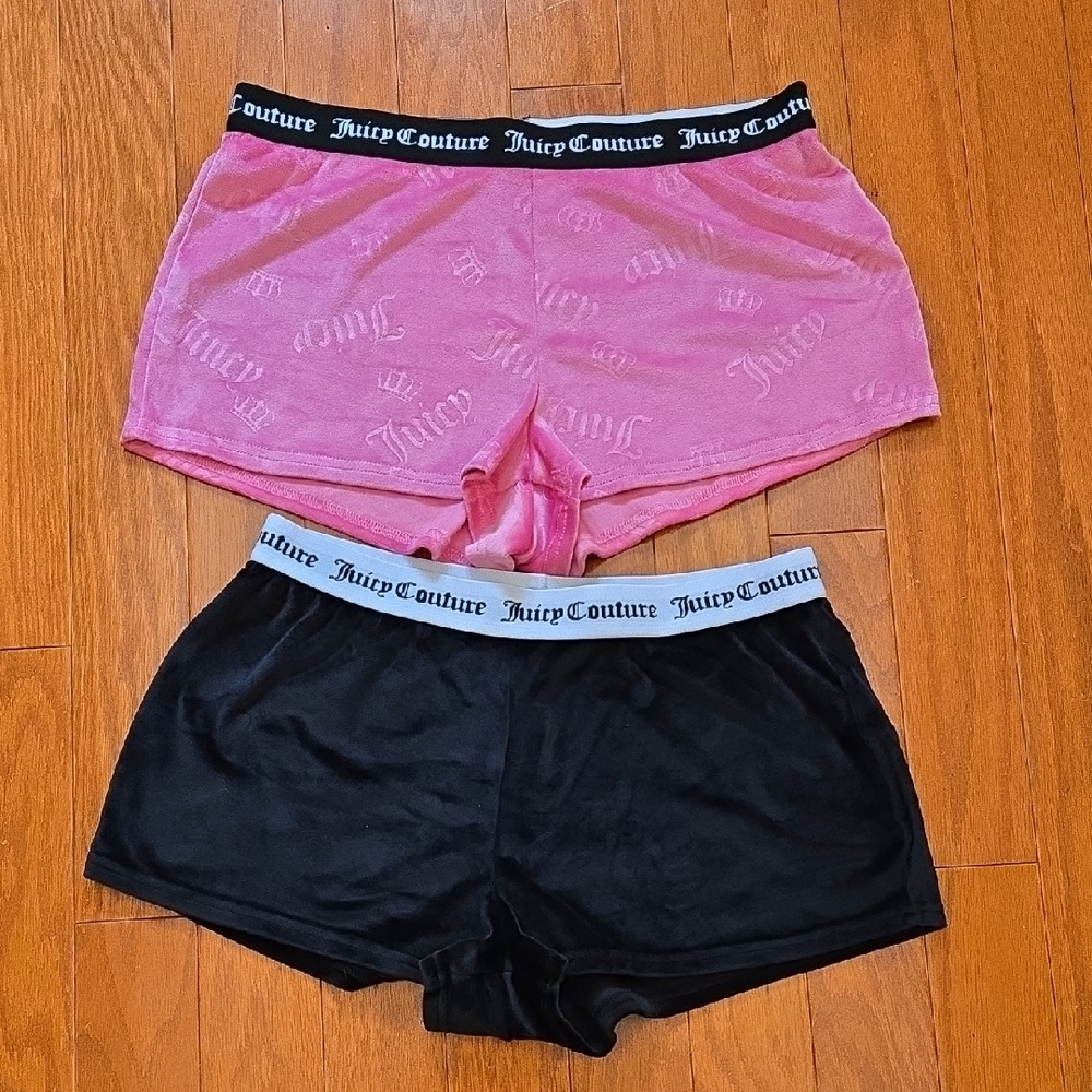 Juicy Couture Pink and Black Lounge Shorts Set Size Medium NWOT
